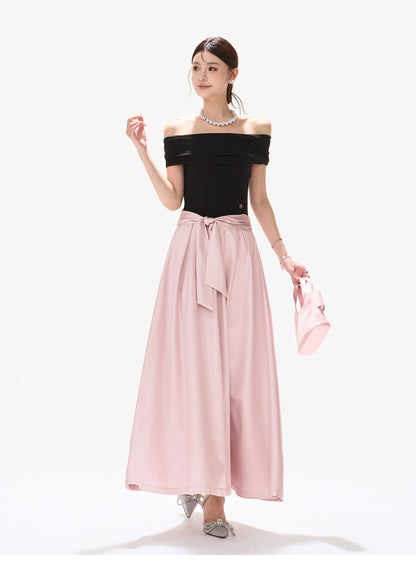 BLACK ROSE SATIN DRESS