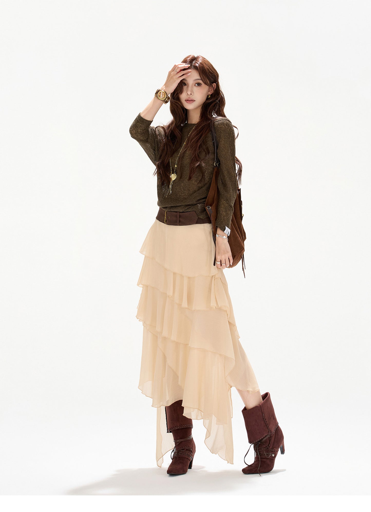 BRITISH BLAZER × BOHO CHIFFON SKIRT