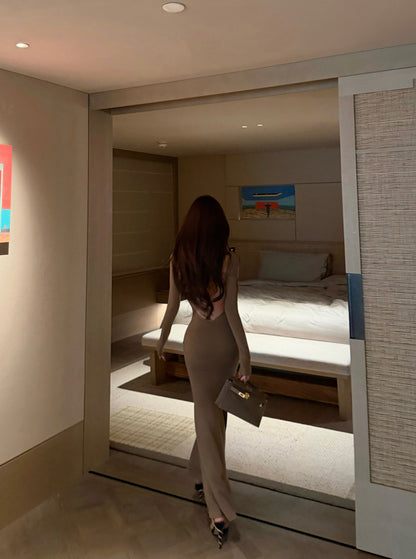 HALTER BACKLESS MERMAID KNIT DRESS