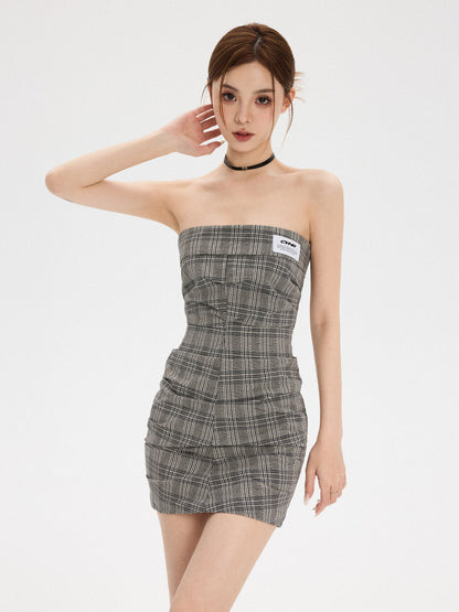 PLAID TUBE TOP SKIRT