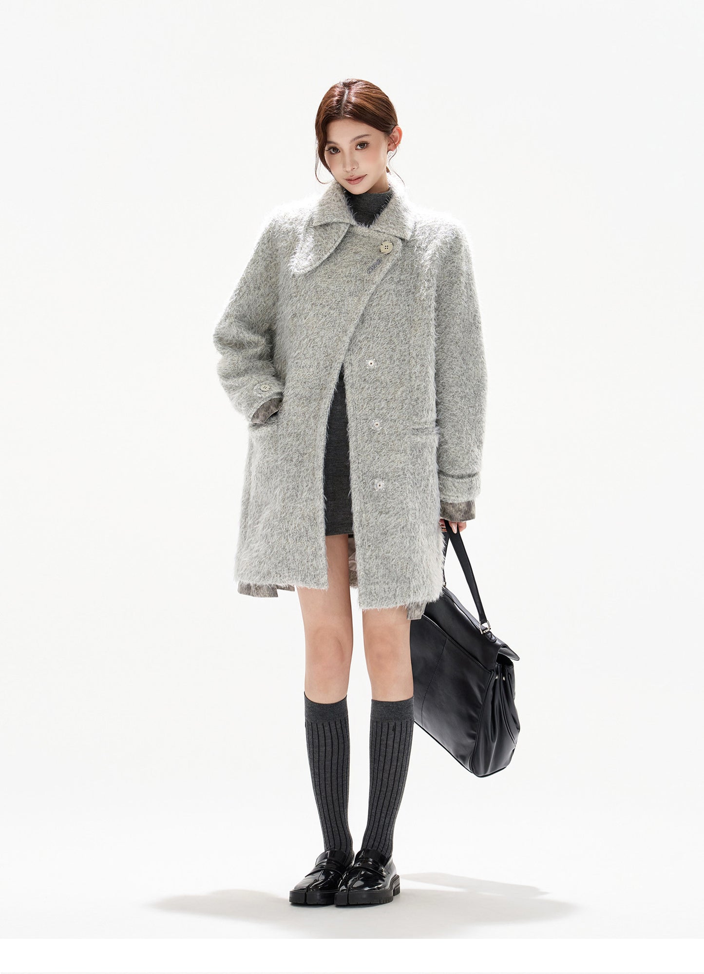 MELANGE WOOL COCOON COAT