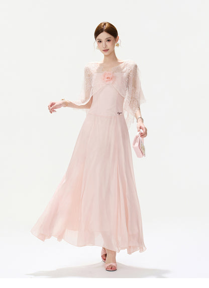 BLUSH FLORAL LACE DRESS
