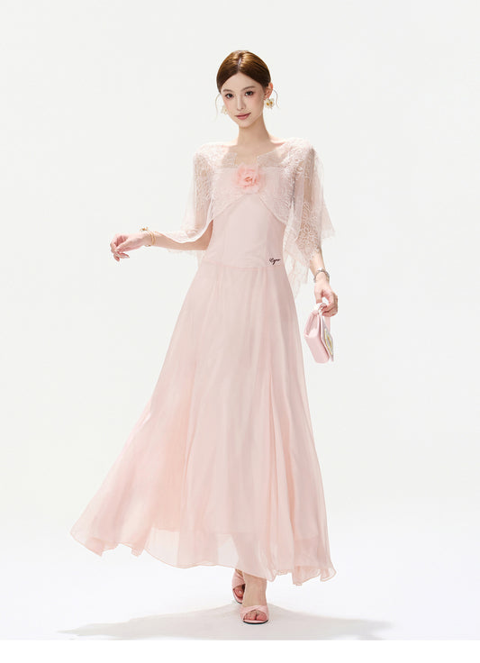 BLUSH FLORAL LACE DRESS