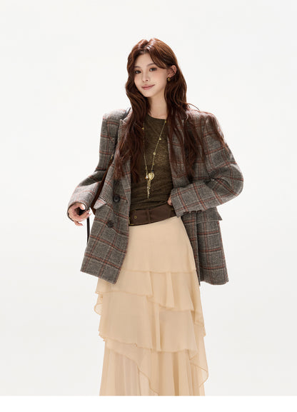 BRITISH BLAZER × BOHO CHIFFON SKIRT