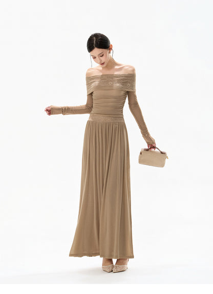 MIST LACE OFF SHOULDER DRESS