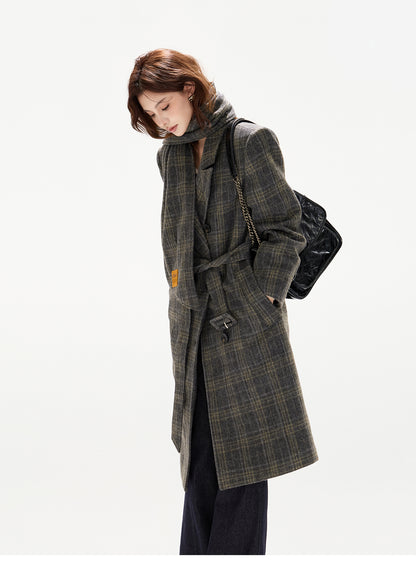BRITISH-STYLE DETACHABLE-SCARF WOOL OVERCOAT