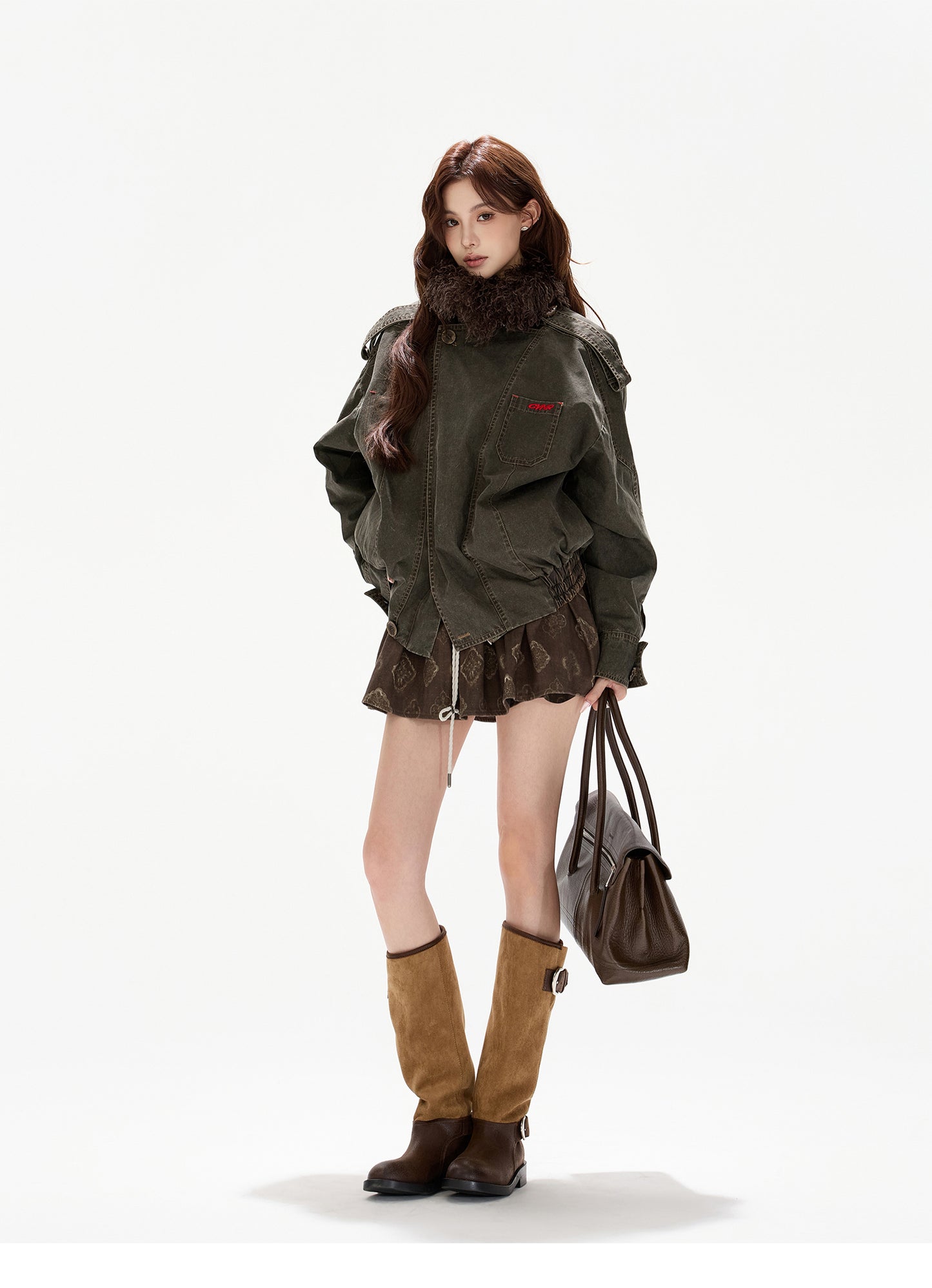 VINTAGE WORK JACKET WITH FUR COLLAR