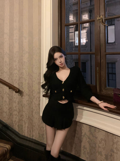 MAISON EMBROIDERED KNIT & TAILORED SKIRT