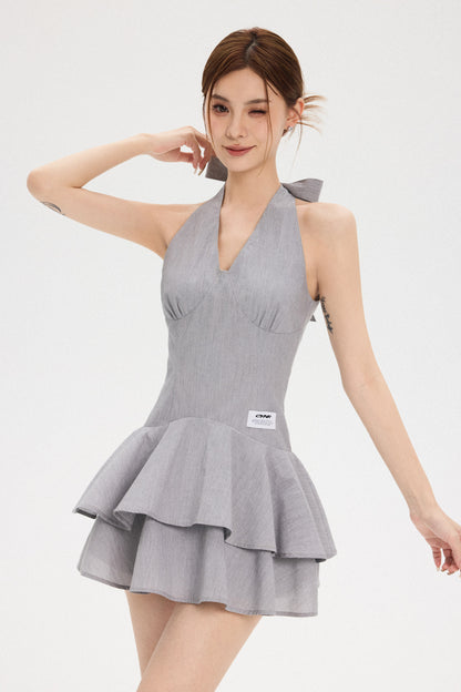 GREY HALTER TIERED SKIRT