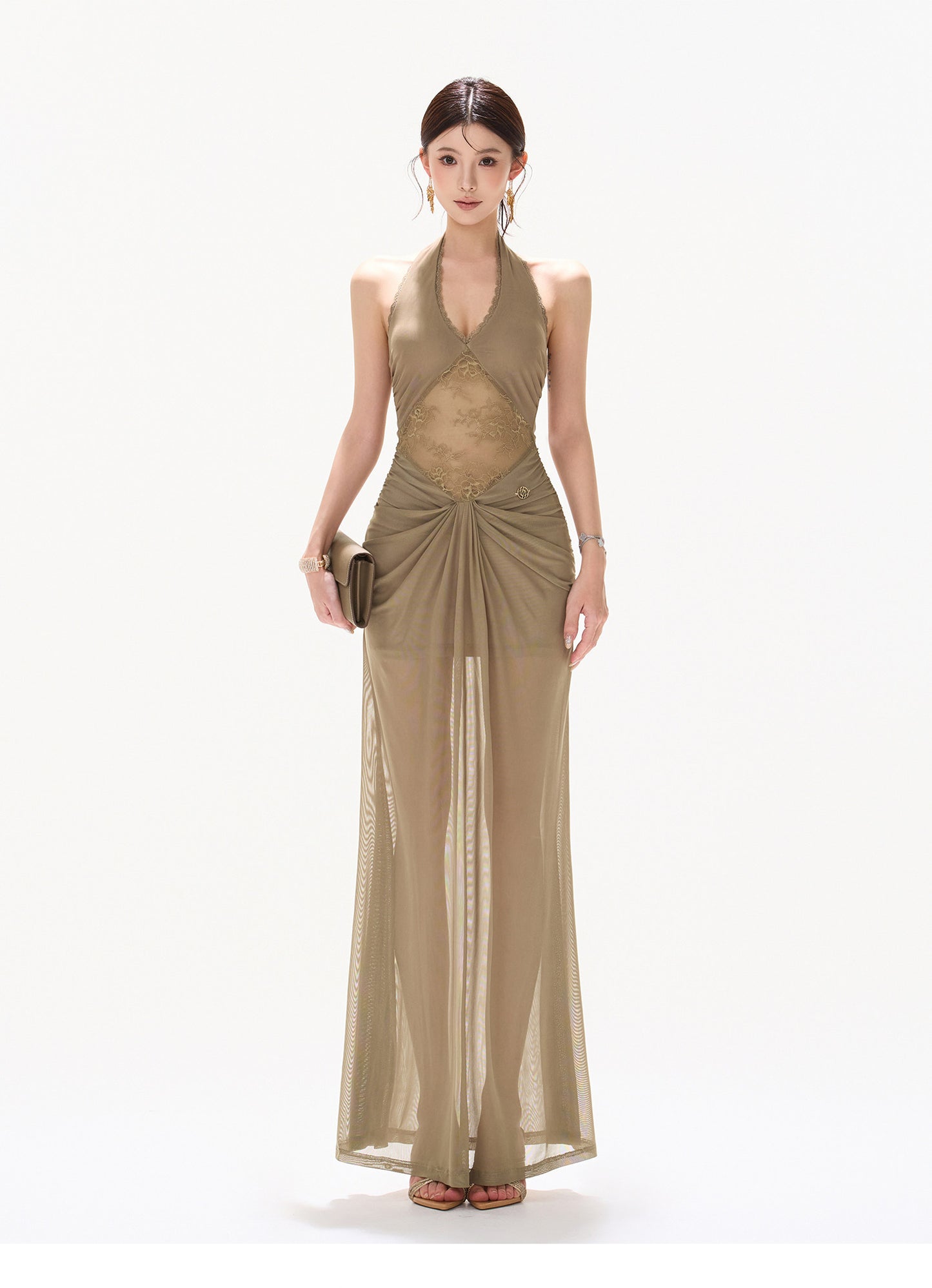 LACE HALTER BACKLESS MAXI