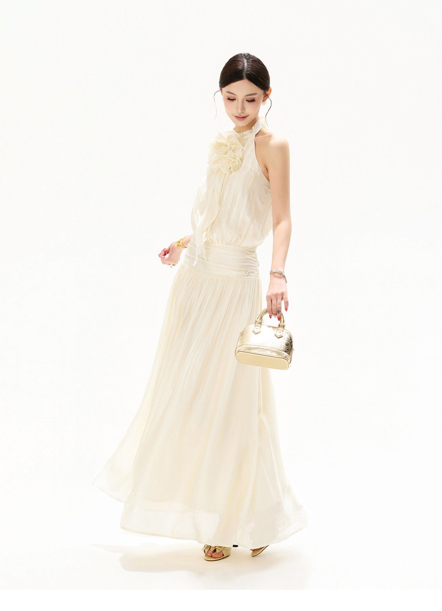 【日本在庫 】FLORAL HALTER CHIFFON MUSE DRESS