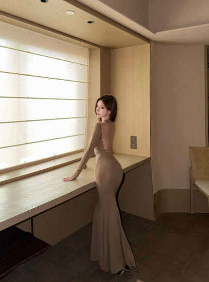 HALTER BACKLESS MERMAID KNIT DRESS