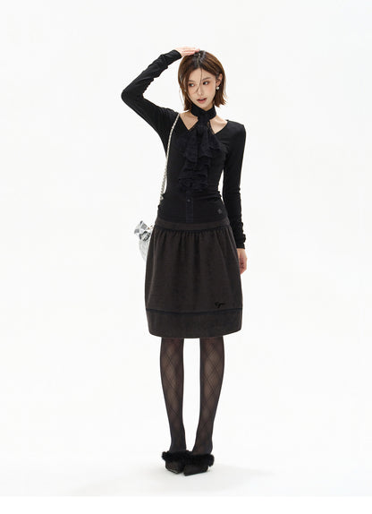 FRENCH LACE BLOUSE & WOOL COCOON SKIRT
