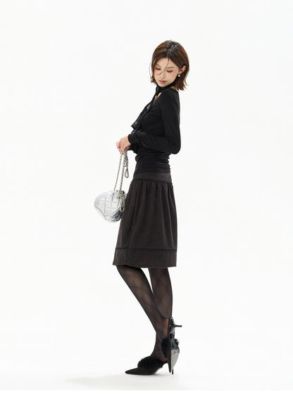 FRENCH LACE BLOUSE & WOOL COCOON SKIRT