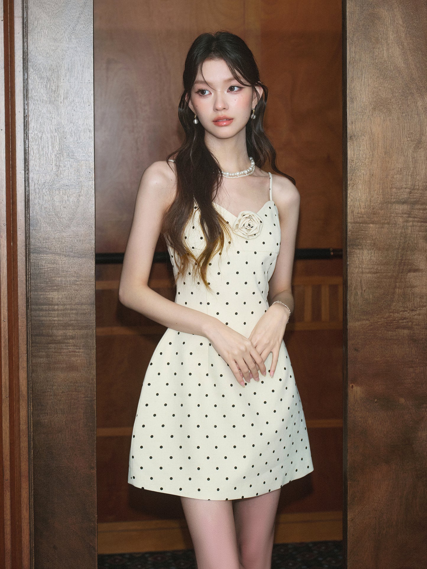 POLKA DOT V-NECK SLIP DRESS