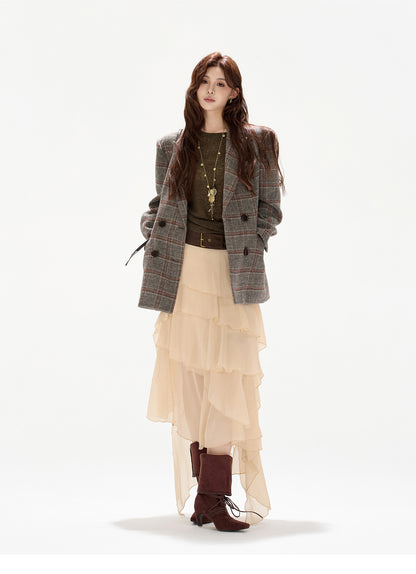 BRITISH BLAZER × BOHO CHIFFON SKIRT