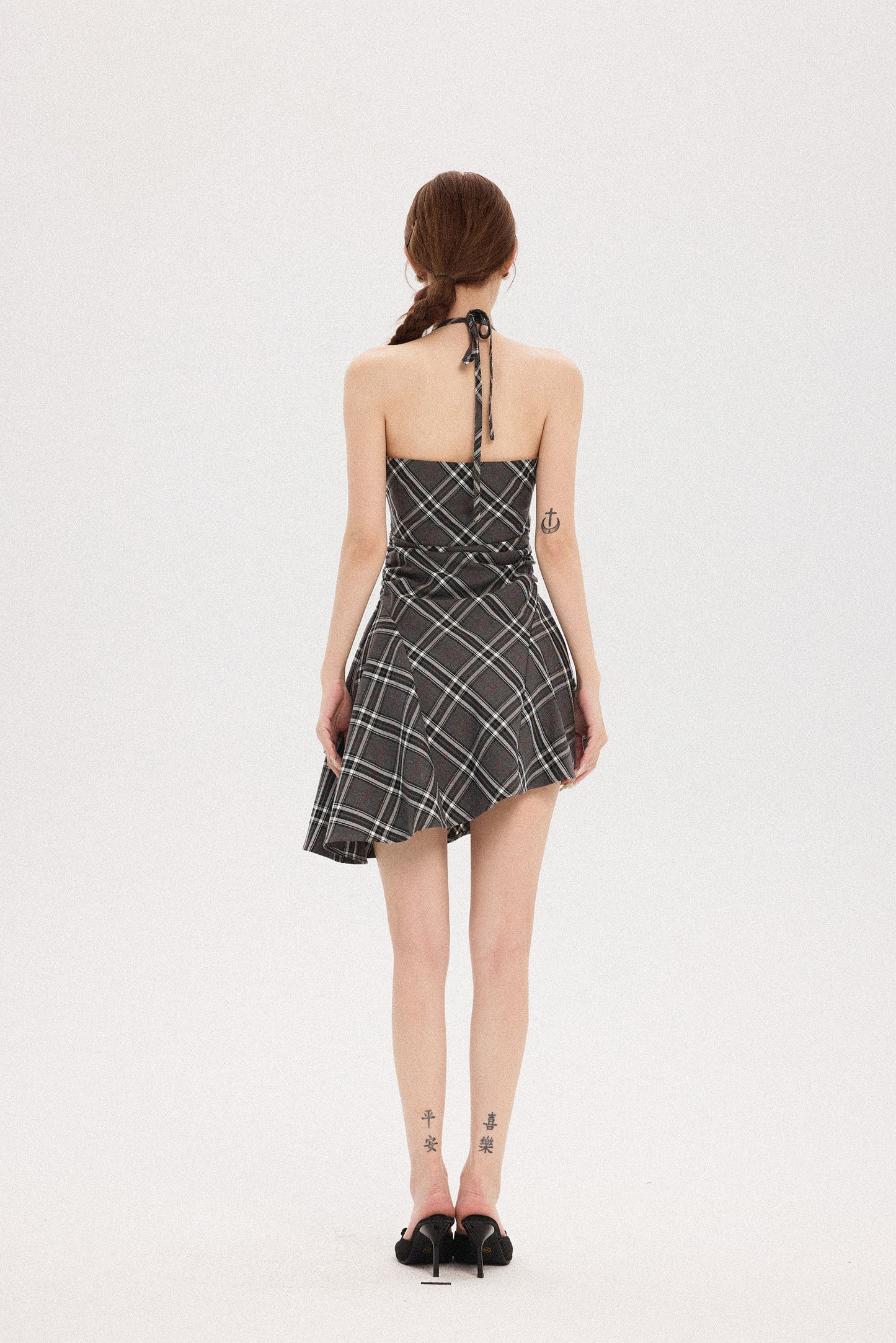 HALTER NECK BRITISH PLAID DRESS