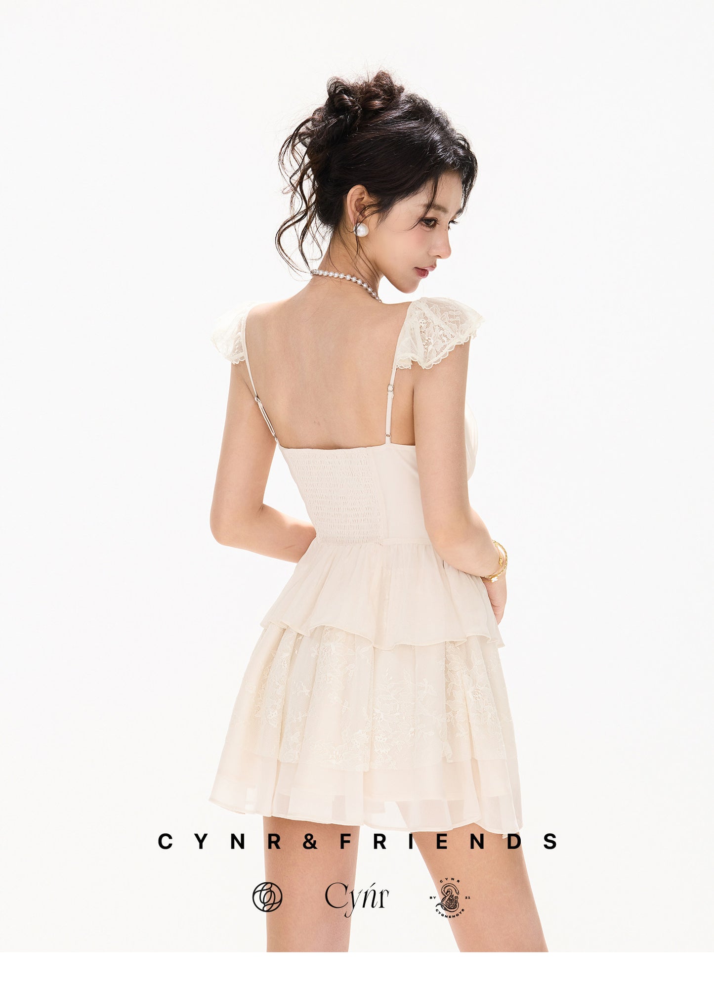 V-NECK BOW WAIST CHIFFON MINI DRESS