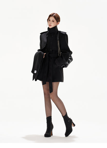 BELTED DOUBLE-BREASTED WOOL COAT