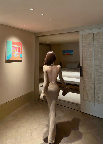 HALTER BACKLESS MERMAID KNIT DRESS