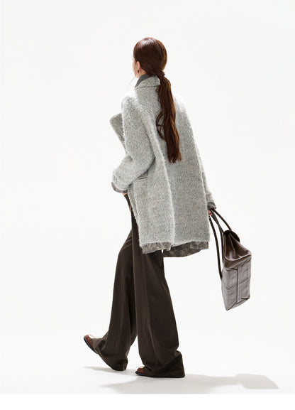 MELANGE WOOL COCOON COAT