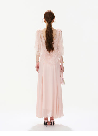 BLUSH FLORAL LACE DRESS