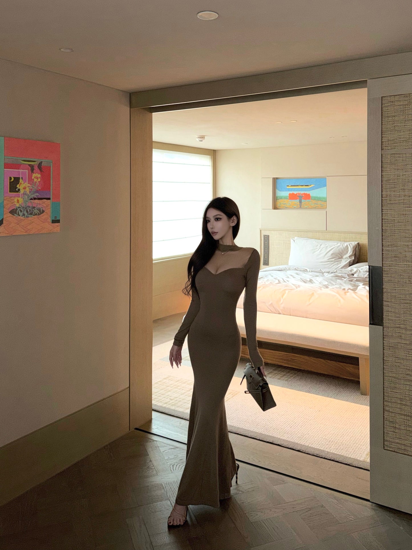 HALTER BACKLESS MERMAID KNIT DRESS