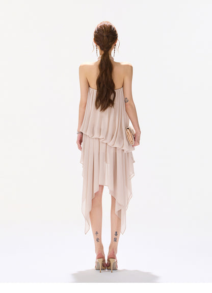 BLUSH VEIL HALTER DRESS