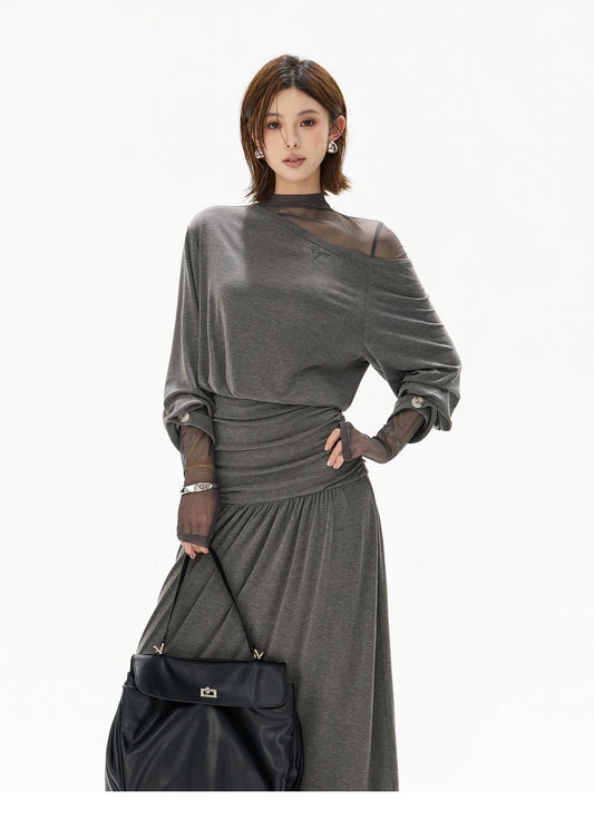 2-WAY OFF SHOULDER KNIT DRESS