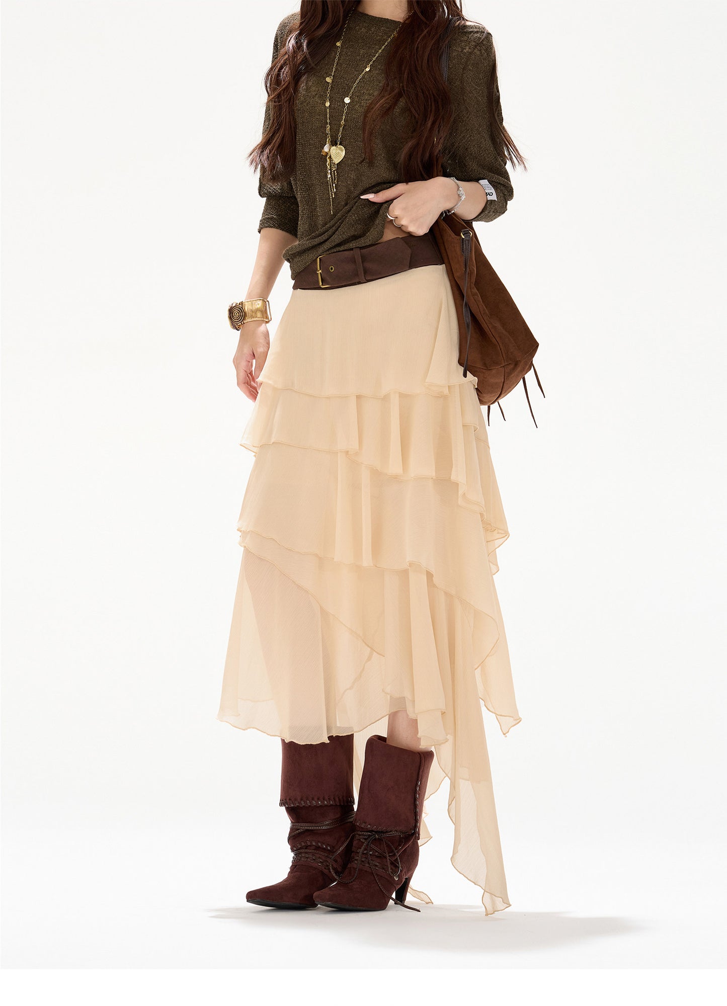 BRITISH BLAZER × BOHO CHIFFON SKIRT