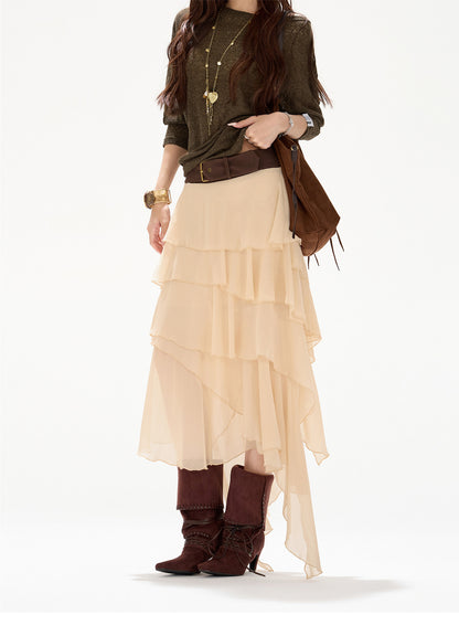 BRITISH BLAZER × BOHO CHIFFON SKIRT