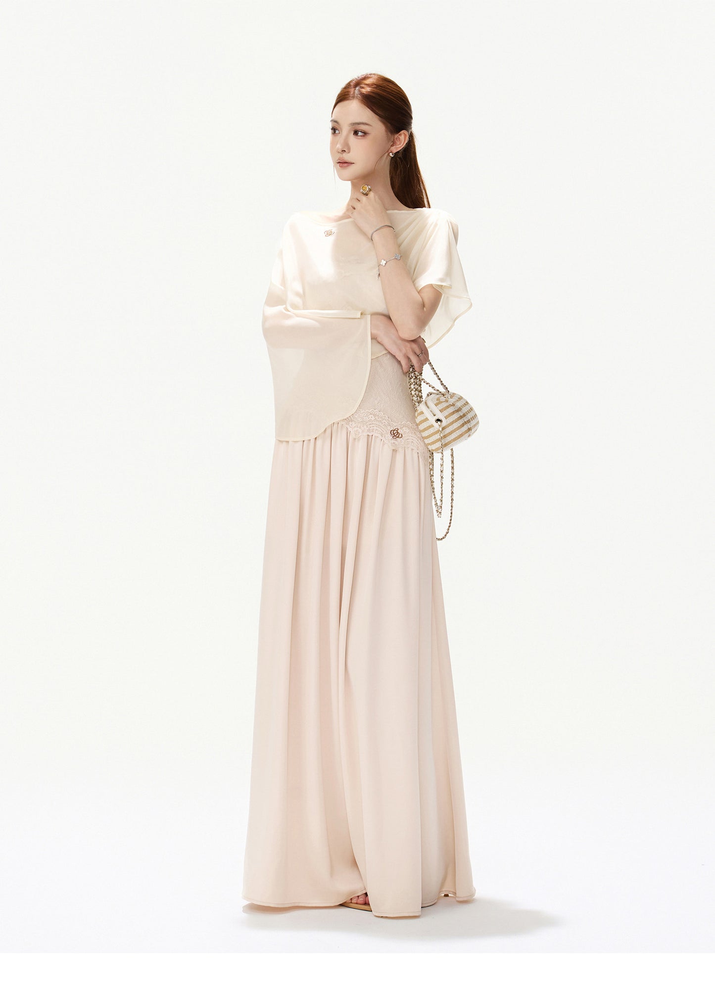 LACE SATIN MAXI DRESS