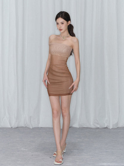 MESH GRADIENT DRESS SHEATH DRESS