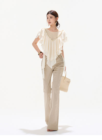 BEADED CAPE CHIFFON TOP