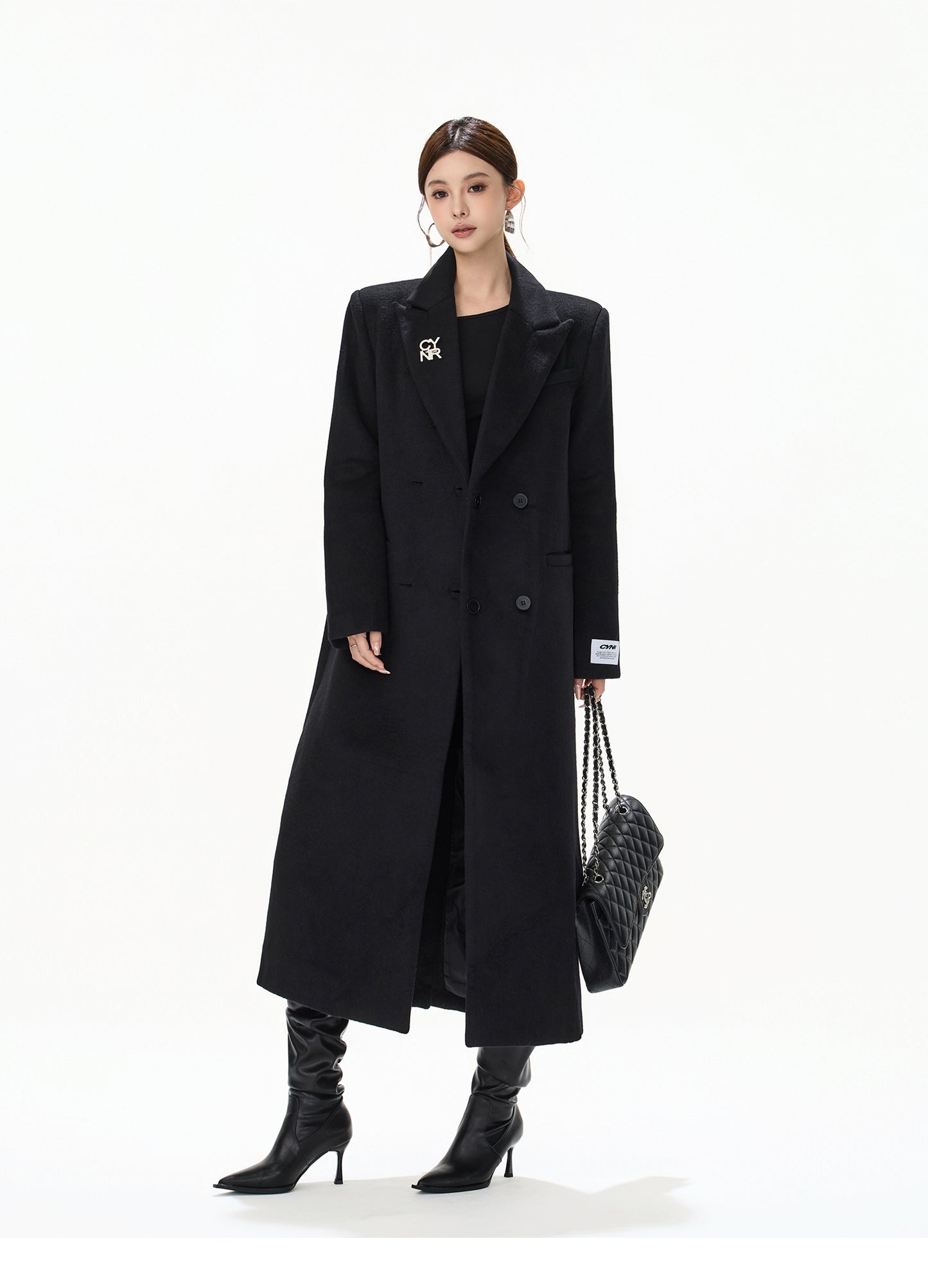 RHINESTONE WOOL OVERSIZED COAT