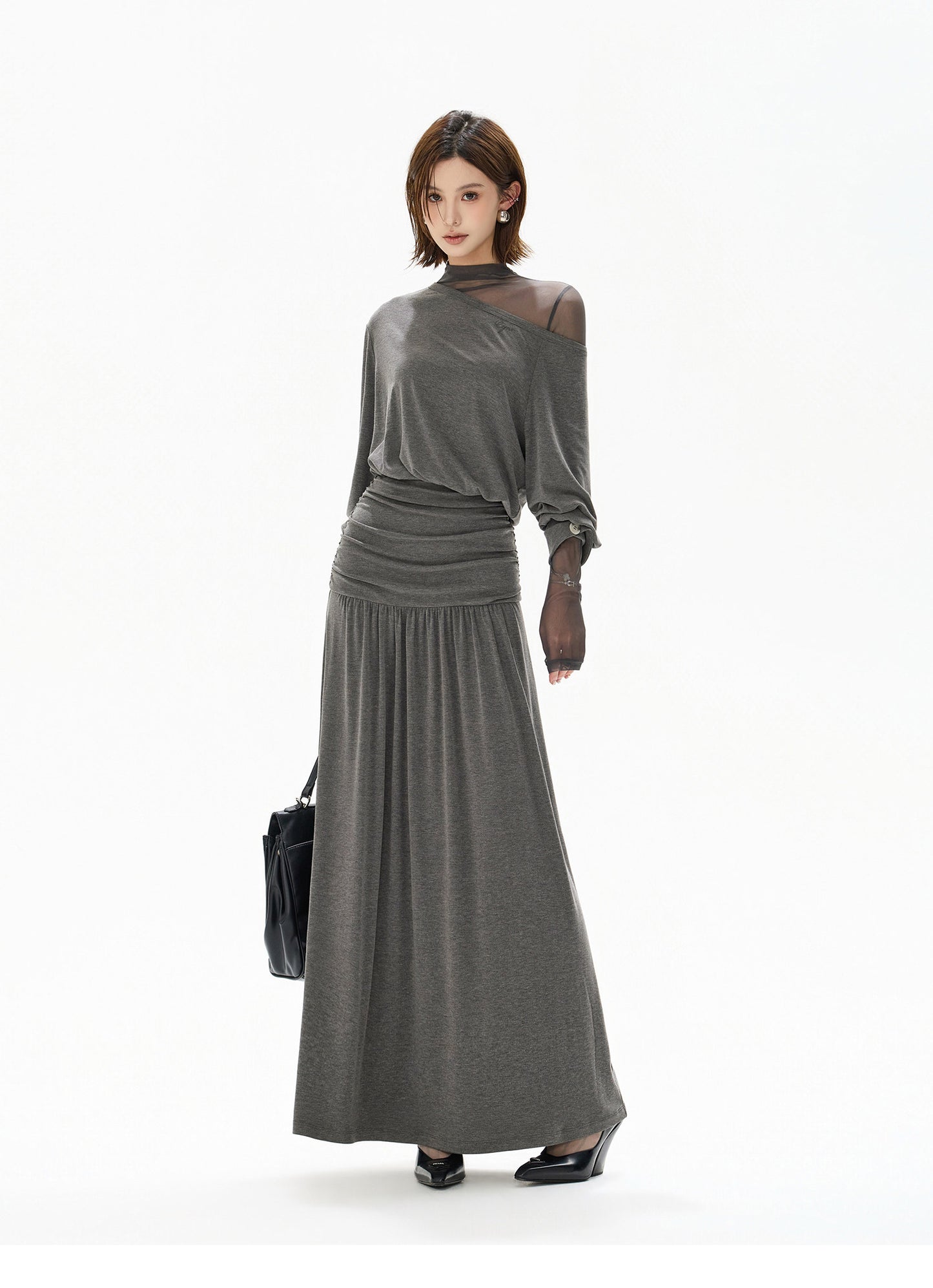2-WAY OFF SHOULDER KNIT DRESS