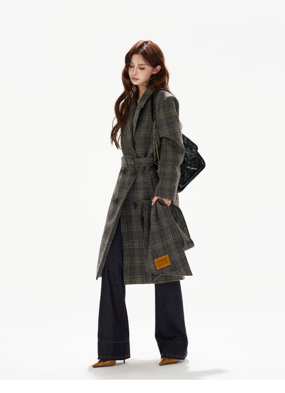 BRITISH-STYLE DETACHABLE-SCARF WOOL OVERCOAT