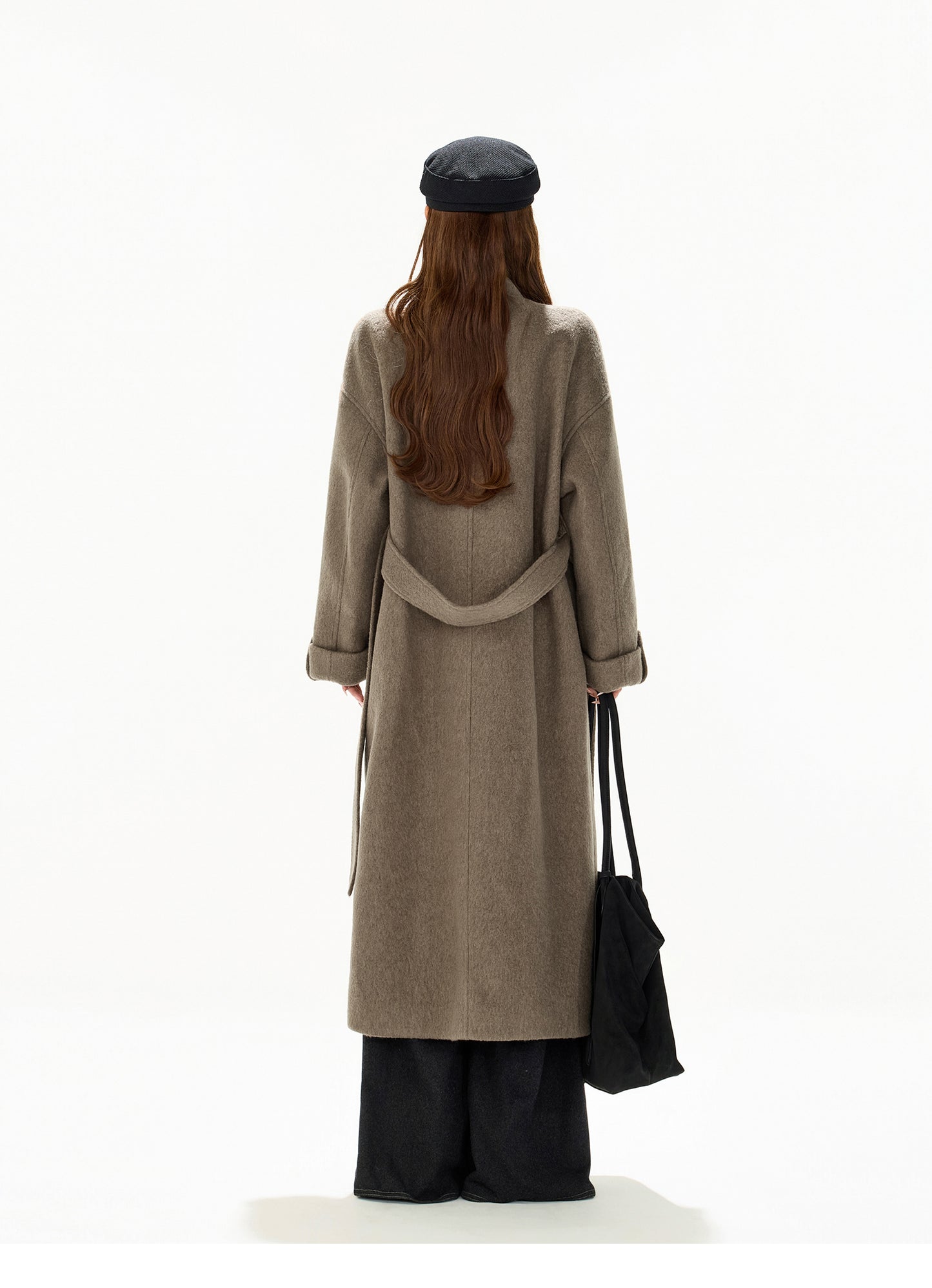 VINTAGE MODERN BELTED WOOL LONG COAT