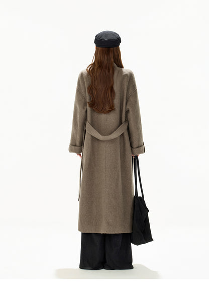 VINTAGE MODERN BELTED WOOL LONG COAT