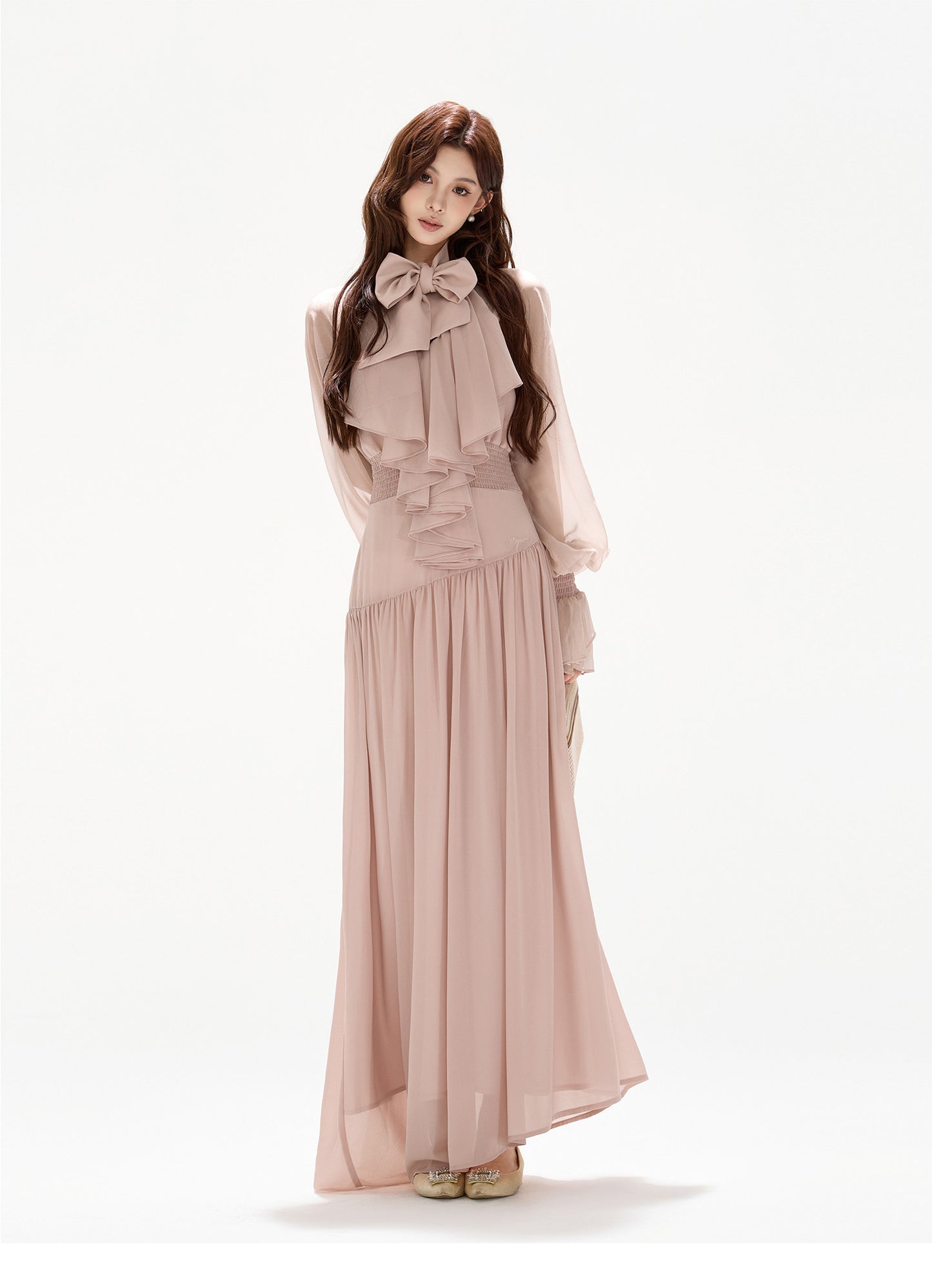 ROMANTIC FRENCH CHIFFON MAXI DRESS