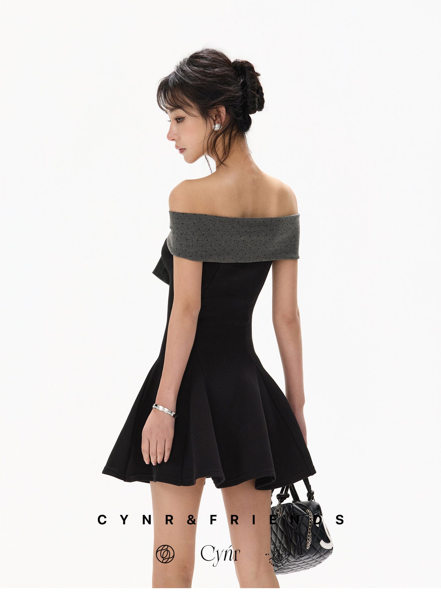 【日本在庫 】OFF SHOULDER POLKA DOT DRESS