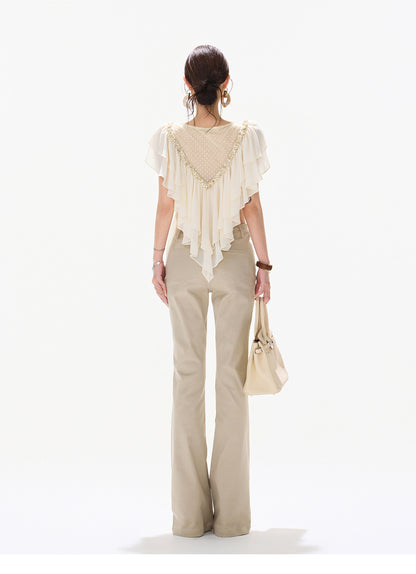 BEADED CAPE CHIFFON TOP