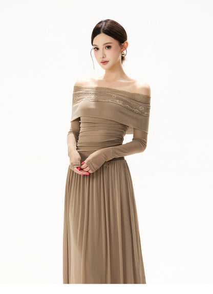 MIST LACE OFF SHOULDER DRESS