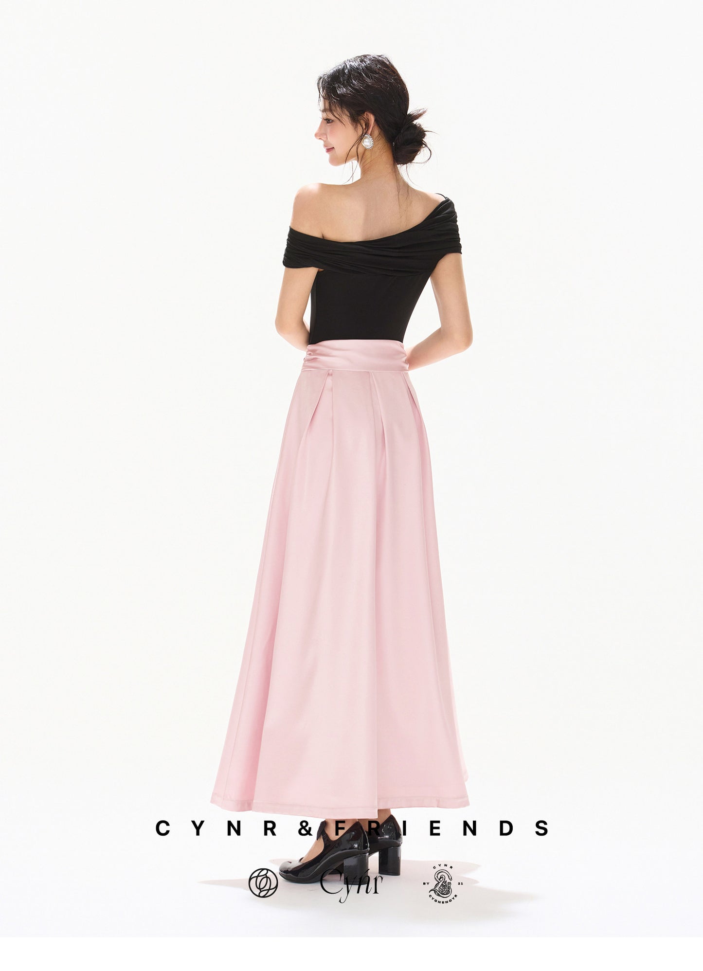 BLACK ROSE SATIN DRESS