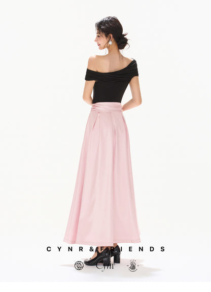 BLACK ROSE SATIN DRESS