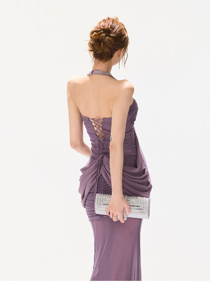 MAUVE CRYSTAL MERMAID DRESS