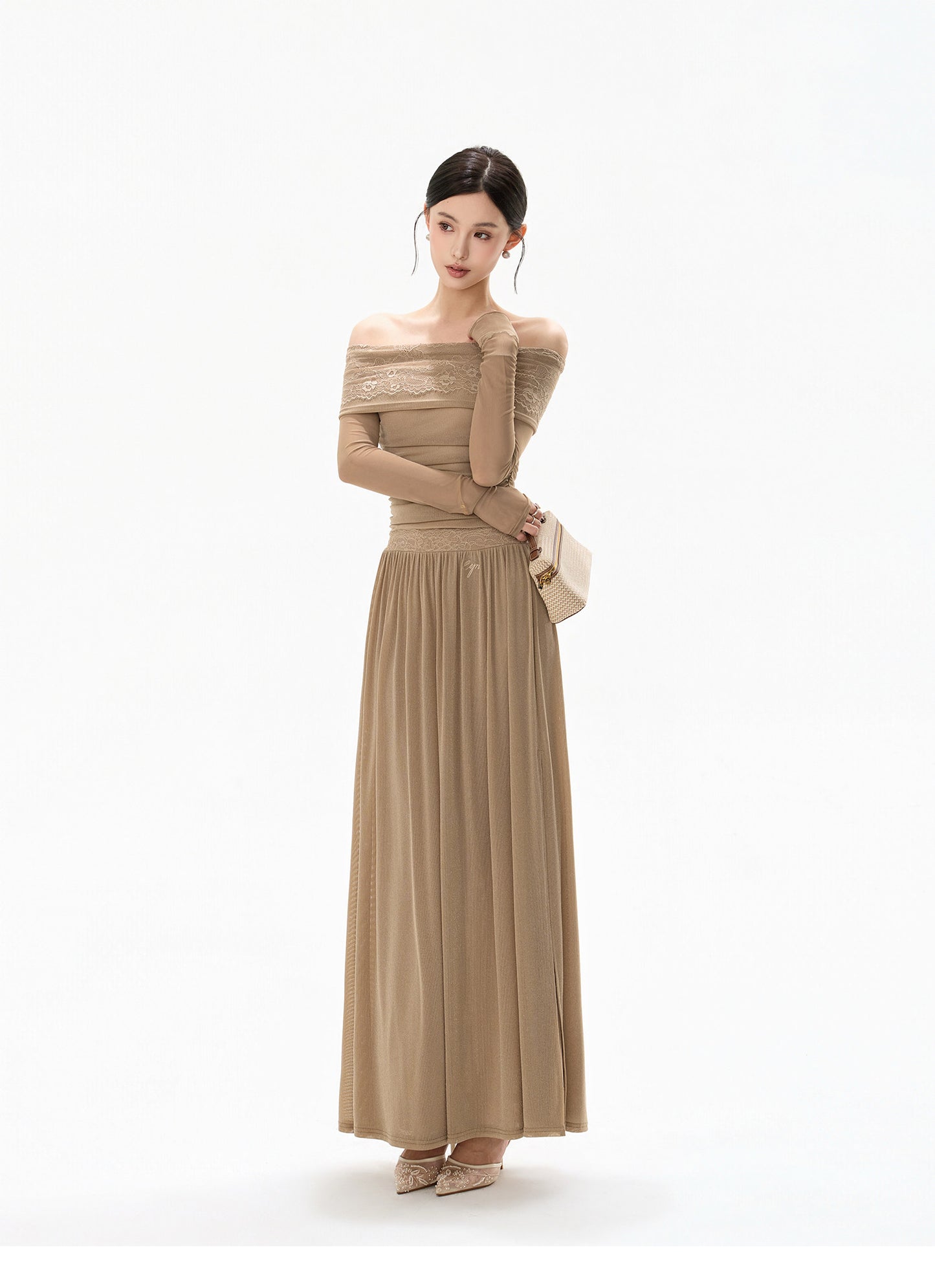 MIST LACE OFF SHOULDER DRESS