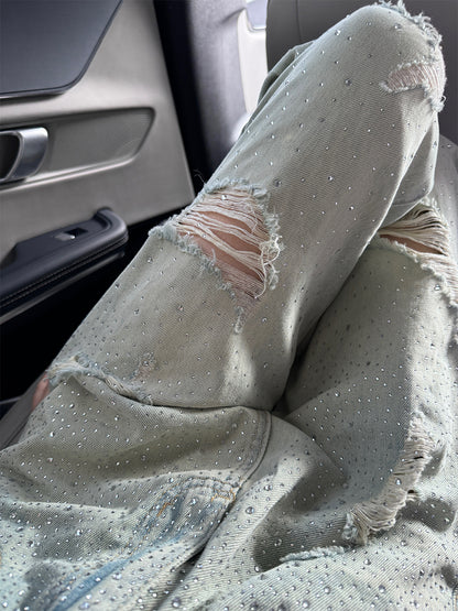 AMERICAN RETRO HIGH WAIST RIPPED JEANS