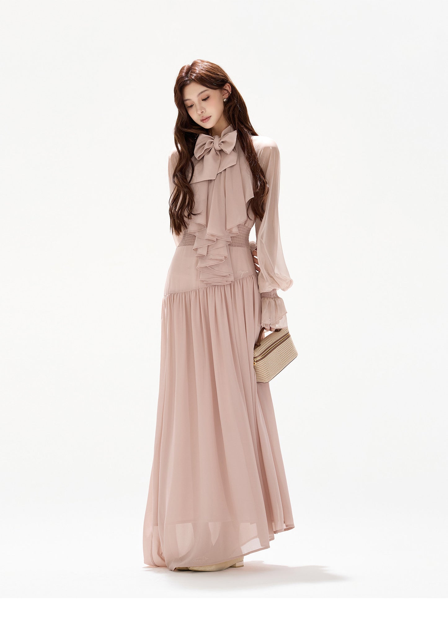ROMANTIC FRENCH CHIFFON MAXI DRESS