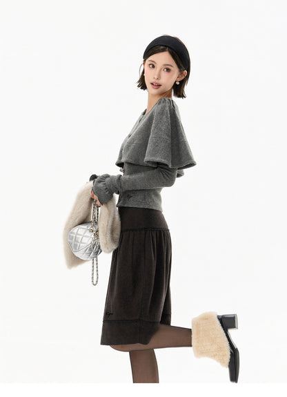 TEXTURED CAPE KNIT TOP